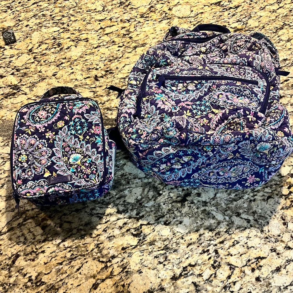 Purple Vera Bradley Book bag and lunch box